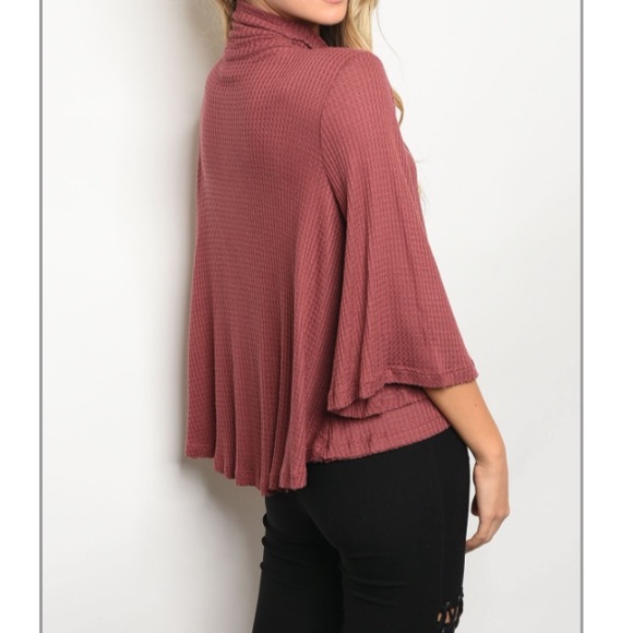 Mauve Waffle Knit Slub Knit Top NWT - Picture 3 of 3